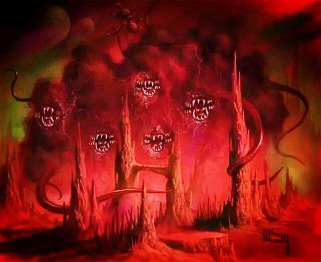 为"白痴盲神"阿撒托斯,他产下了三柱原神"黑暗"无名之雾"和"混沌"