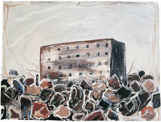 《楼房废墟》，纸本丙烯，57×76 cm，.jpg