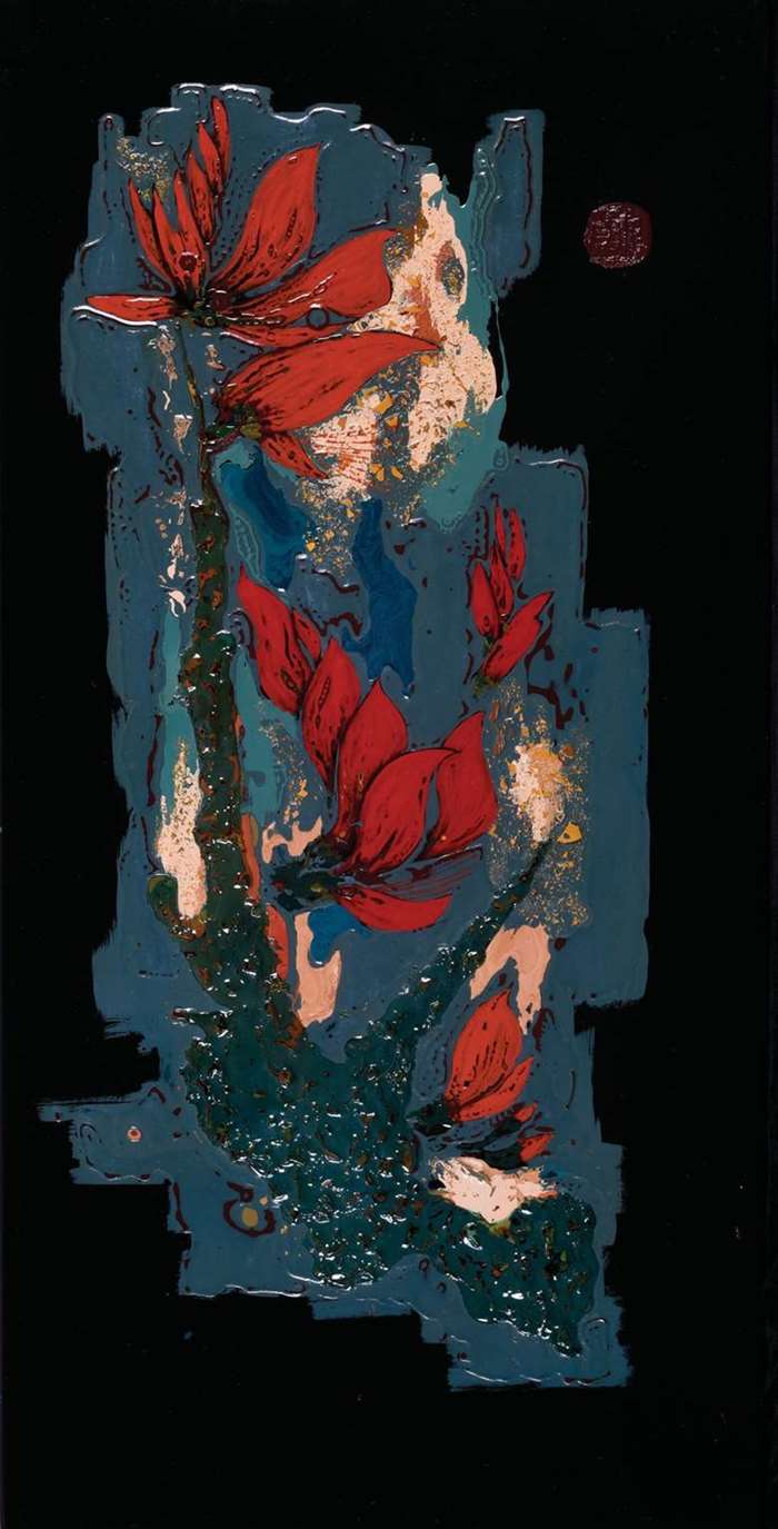 梁小贞《写意花卉-象牙红》之二60×30cm.jpg