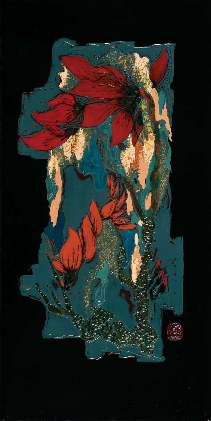 梁小贞《写意花卉-象牙红》之一 60×30cm.jpg