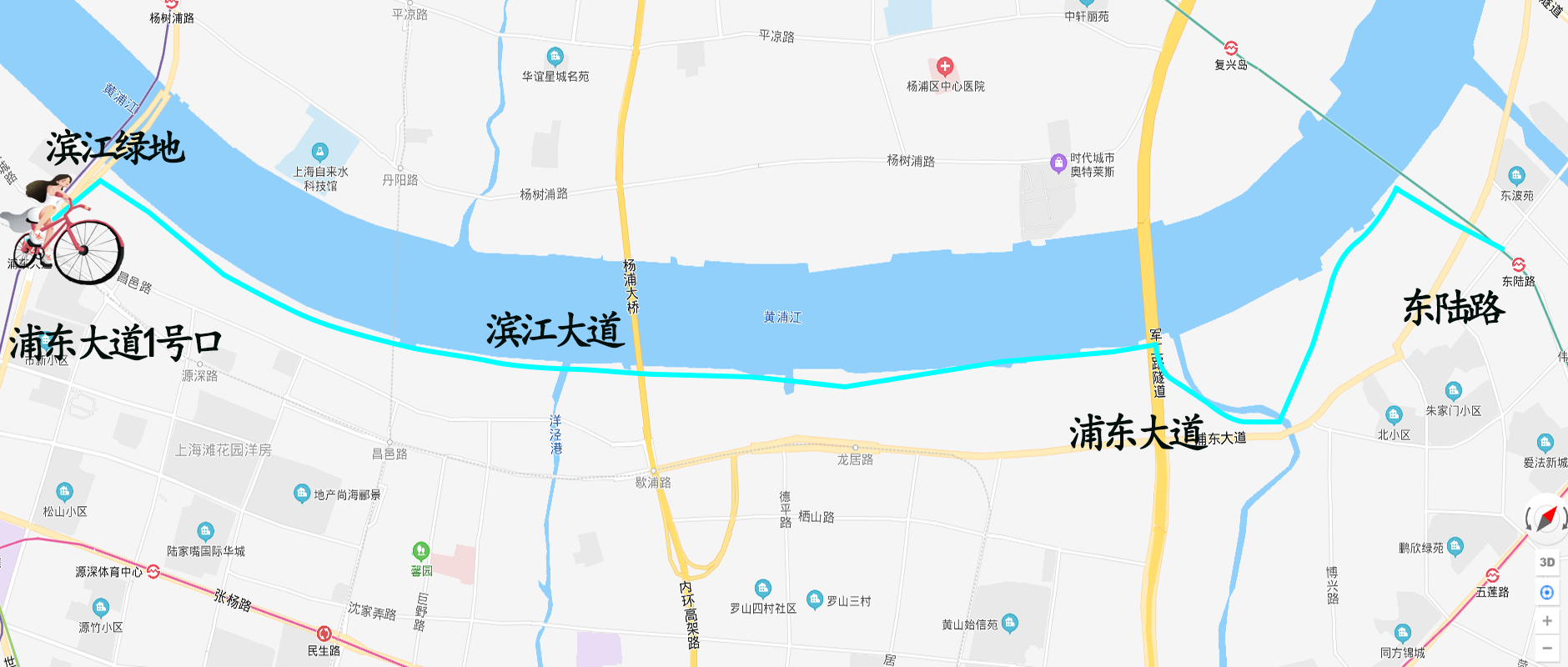 杨浦滨江步道线路图图片