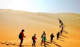 库布齐沙漠亲子游，五一沙漠徒步 公益植树，自然探索，骑骆驼滑沙篝火晚会 累计公益时长